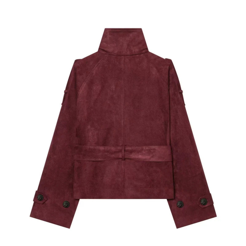 ZARA Double Breasted Stand Collar Belted Trench Coat - Picture 2 of 4